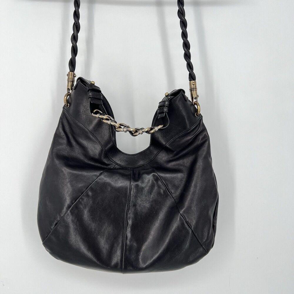 Salvatore Ferragamo Shoulder Bag Leather Black Security Clasp Calf Leather Hobo - Picture 5 of 16